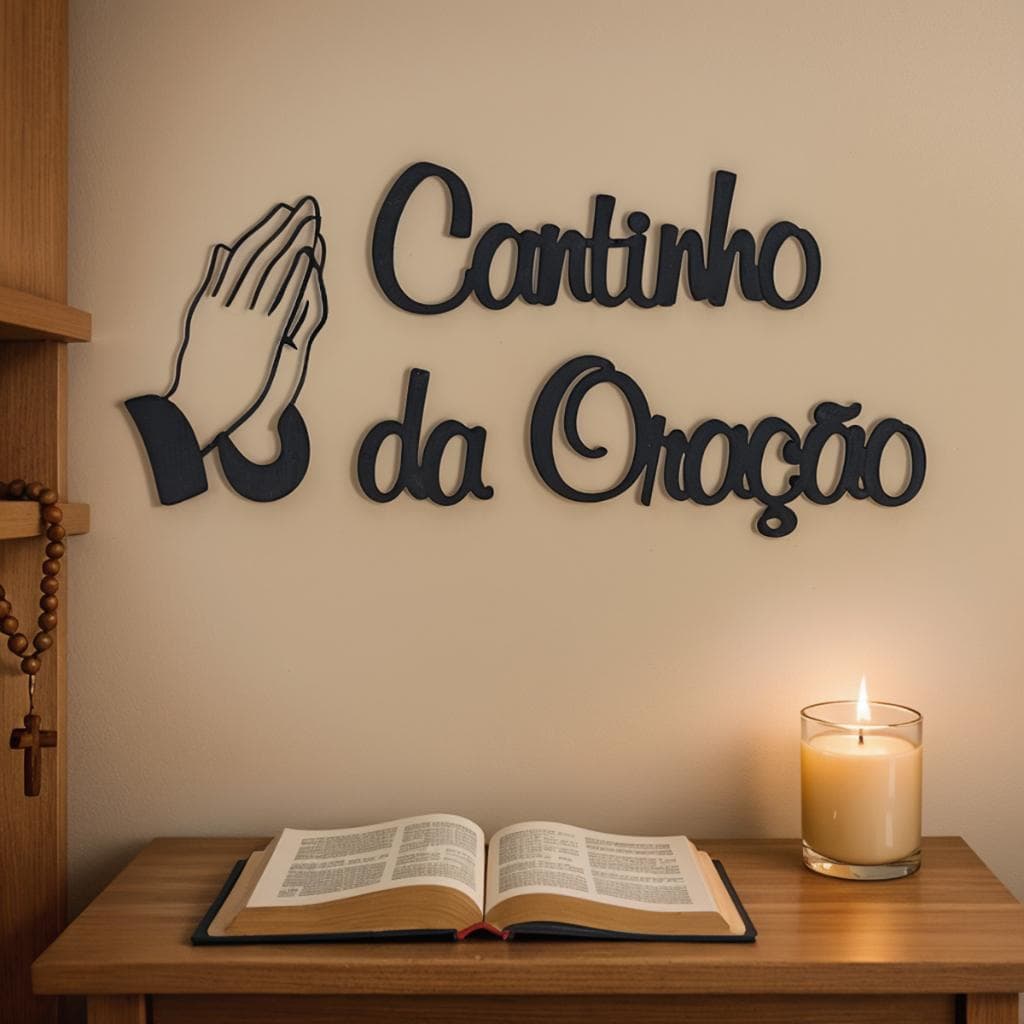 Frase Escrita Decorativa Cantinho da Oração Em Mdf Autocolante Decoração Casa