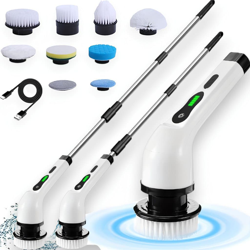 Esfregão Elétrico 9 em 1 Sem Fio Escova de Limpeza Pesada Multiuso 360 Recarregável Giratória