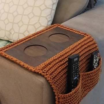 Kit 2 Pares De Base Para Crochê Braço Sofá Suporte Para Copo Artesanato MDF