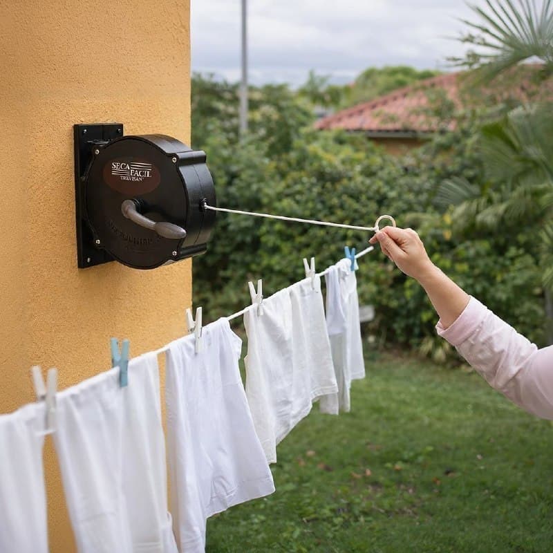 Varal de Roupas Retrátil Recolhível de Parede Seca Fácil 30m